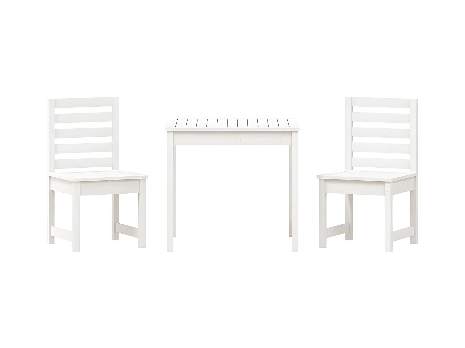 Mesa y sillas de jardín 3 piezas madera maciza de pino blanco ES790157