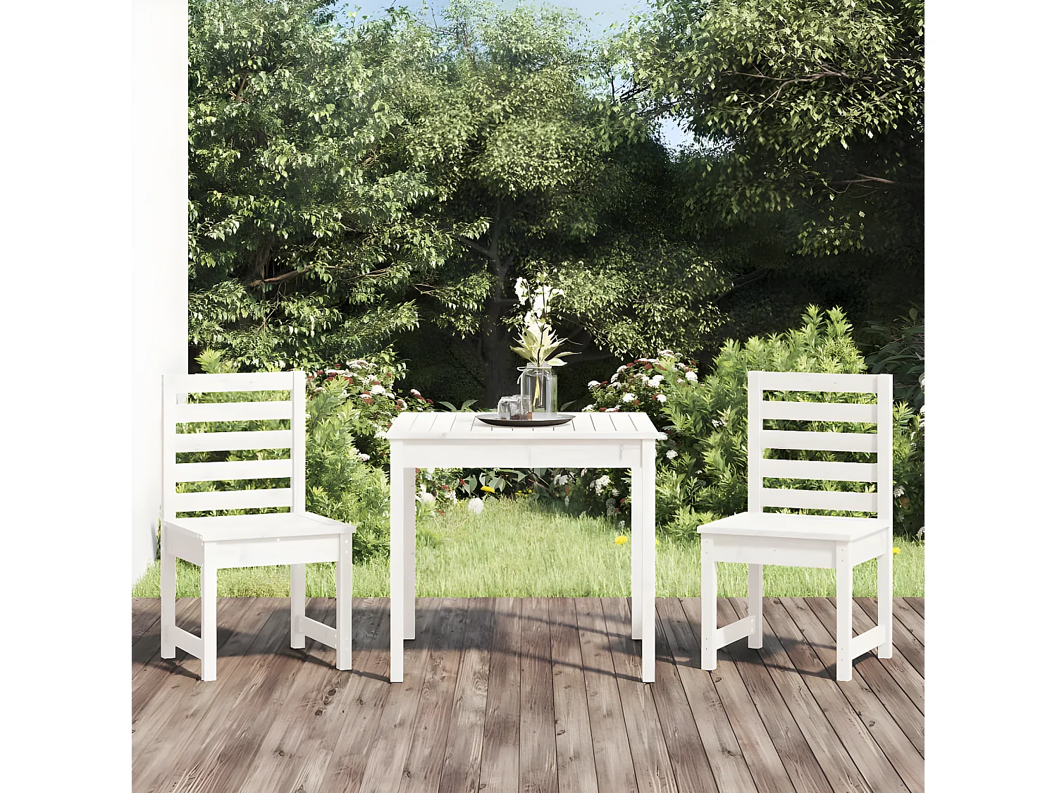 3-delige Bistroset massief grenenhout wit NL942807