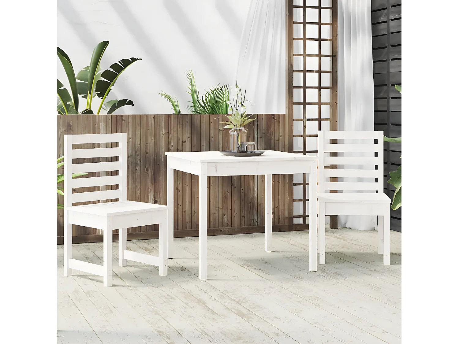 3-delige Bistroset massief grenenhout wit NL942807