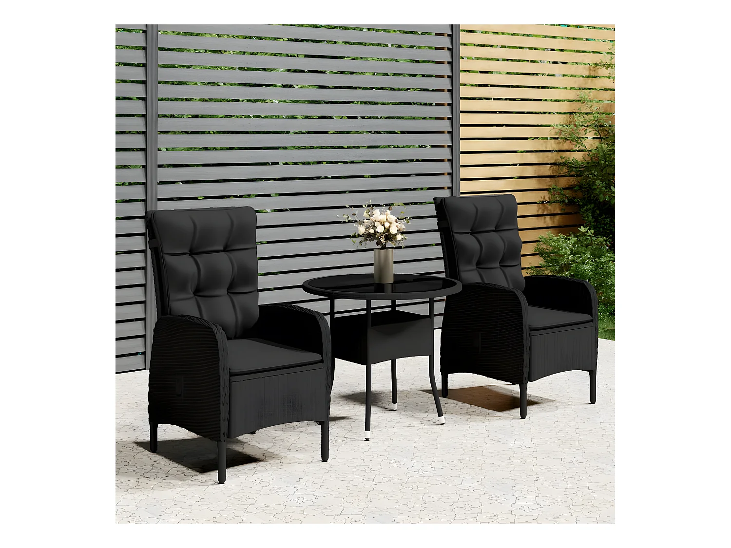 Mobilier de bistro de jardin 3 pcs Résine tressée Noir GFDF46244