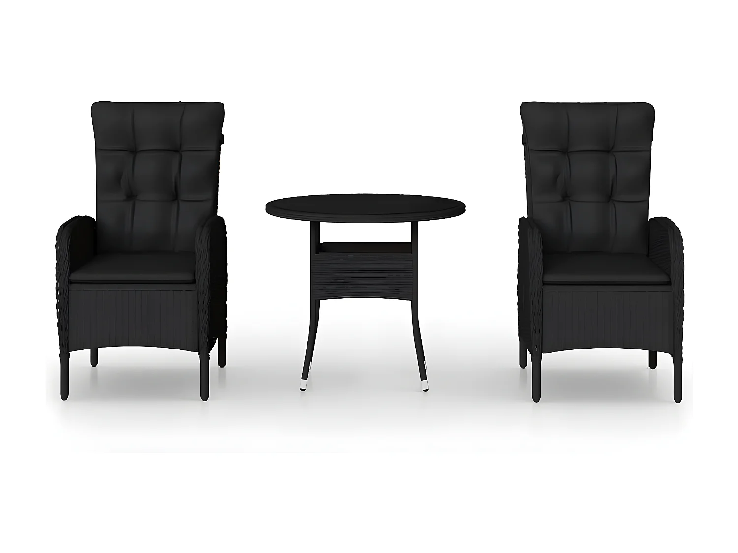 3 pzas Comedor de jardín ratán sintético negro KOW70916