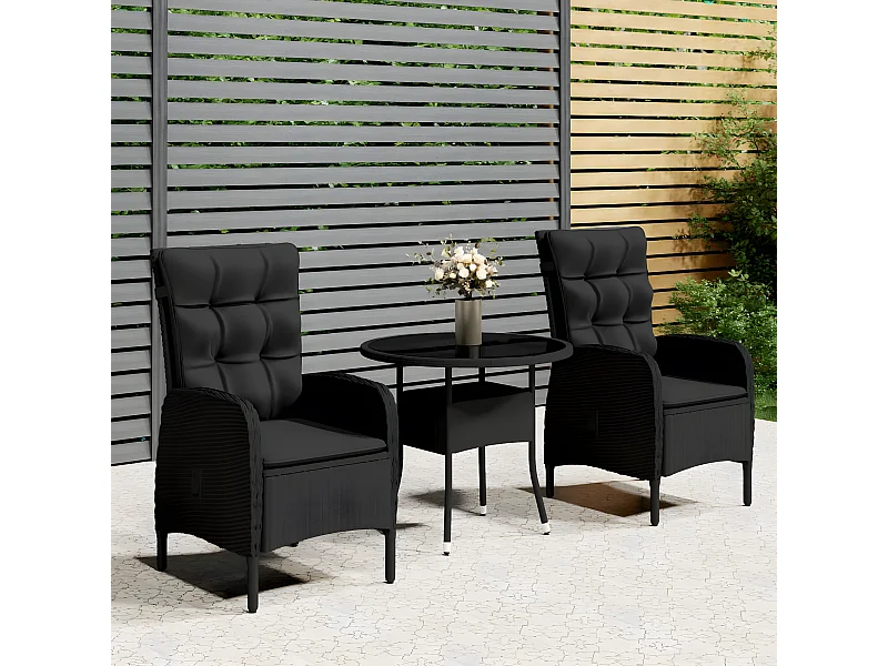 3-delige Tuinset poly rattan zwart NL375185