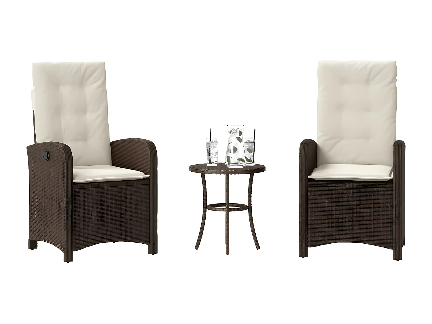 Ensemble de bistro 3 pcs avec coussins marron résine tressée GFDF58165