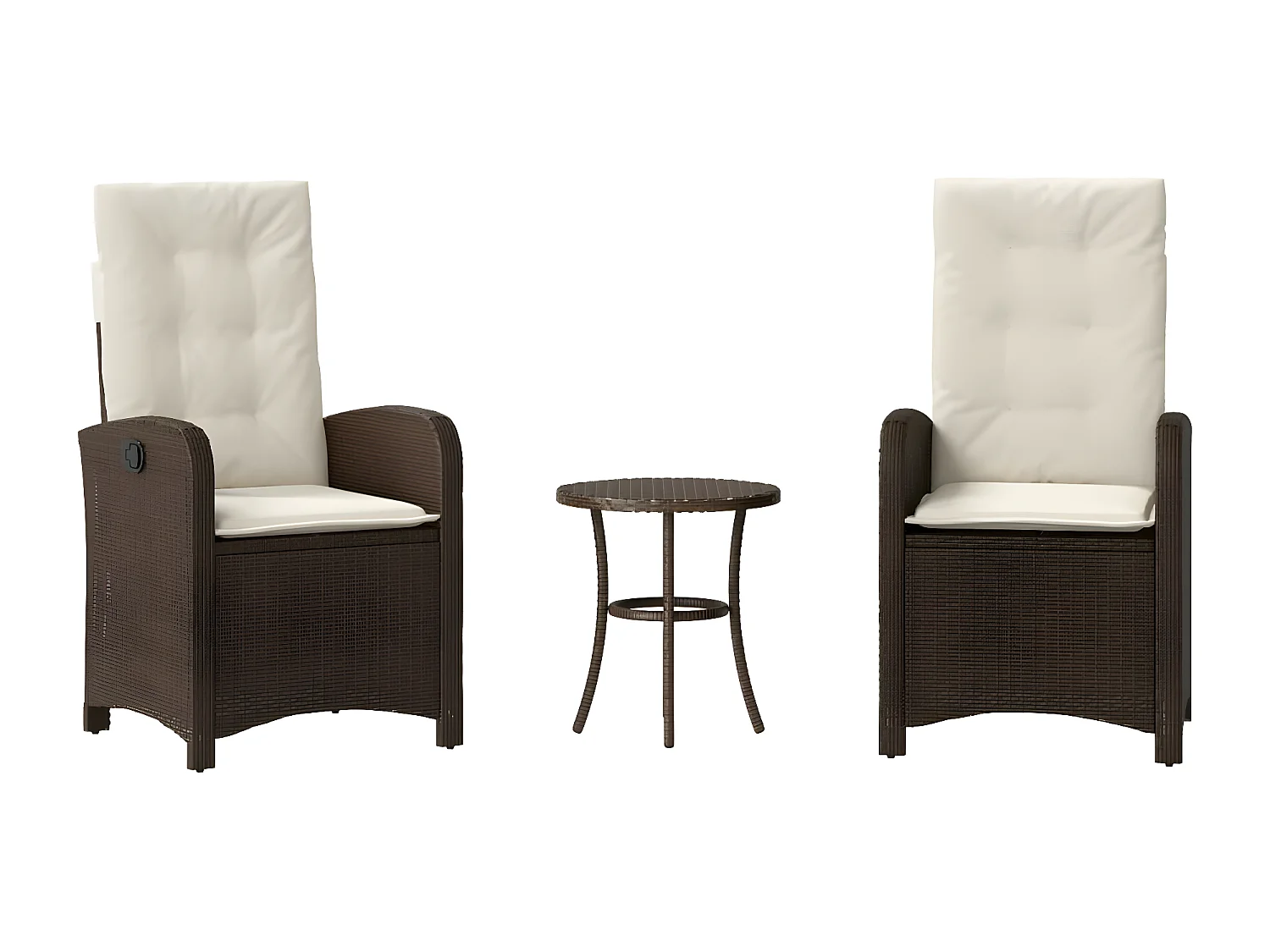 Ensemble de bistro 3 pcs avec coussins marron résine tressée GFDF58165