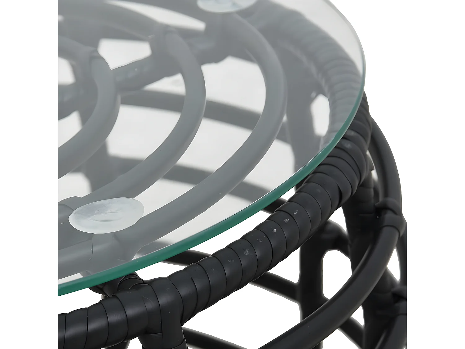 Ensemble de bistro 3 pcs Résine tressée Noir GFDF14631