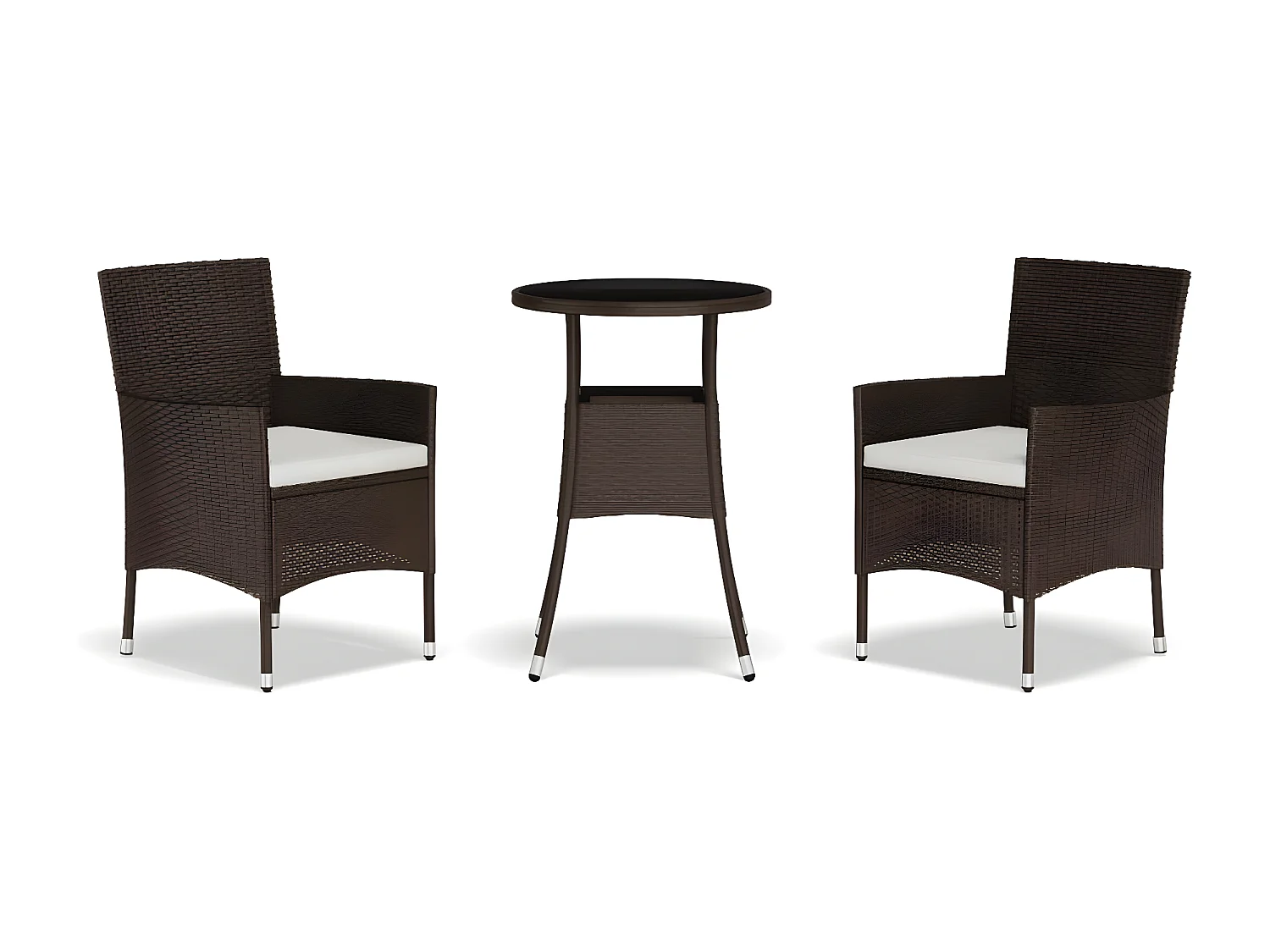 Ensemble de bistro de jardin 3 pcs coussins marron poly rotin GFDF23015