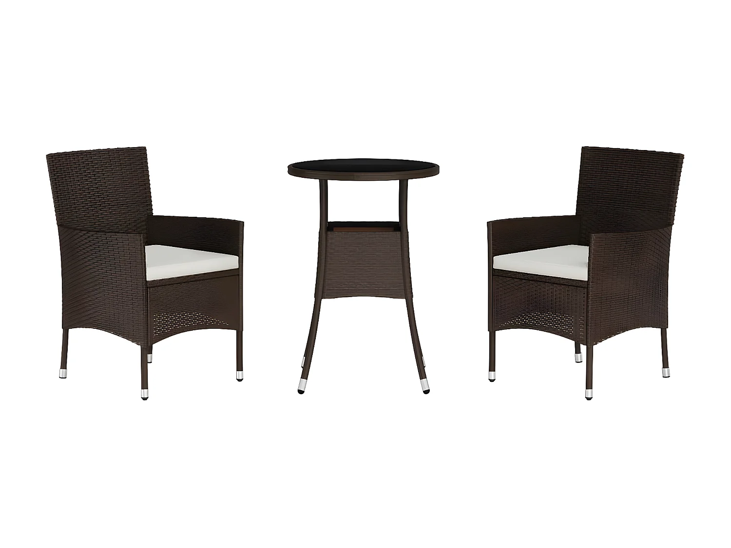 Ensemble de bistro de jardin 3 pcs coussins marron poly rotin GFDF23015