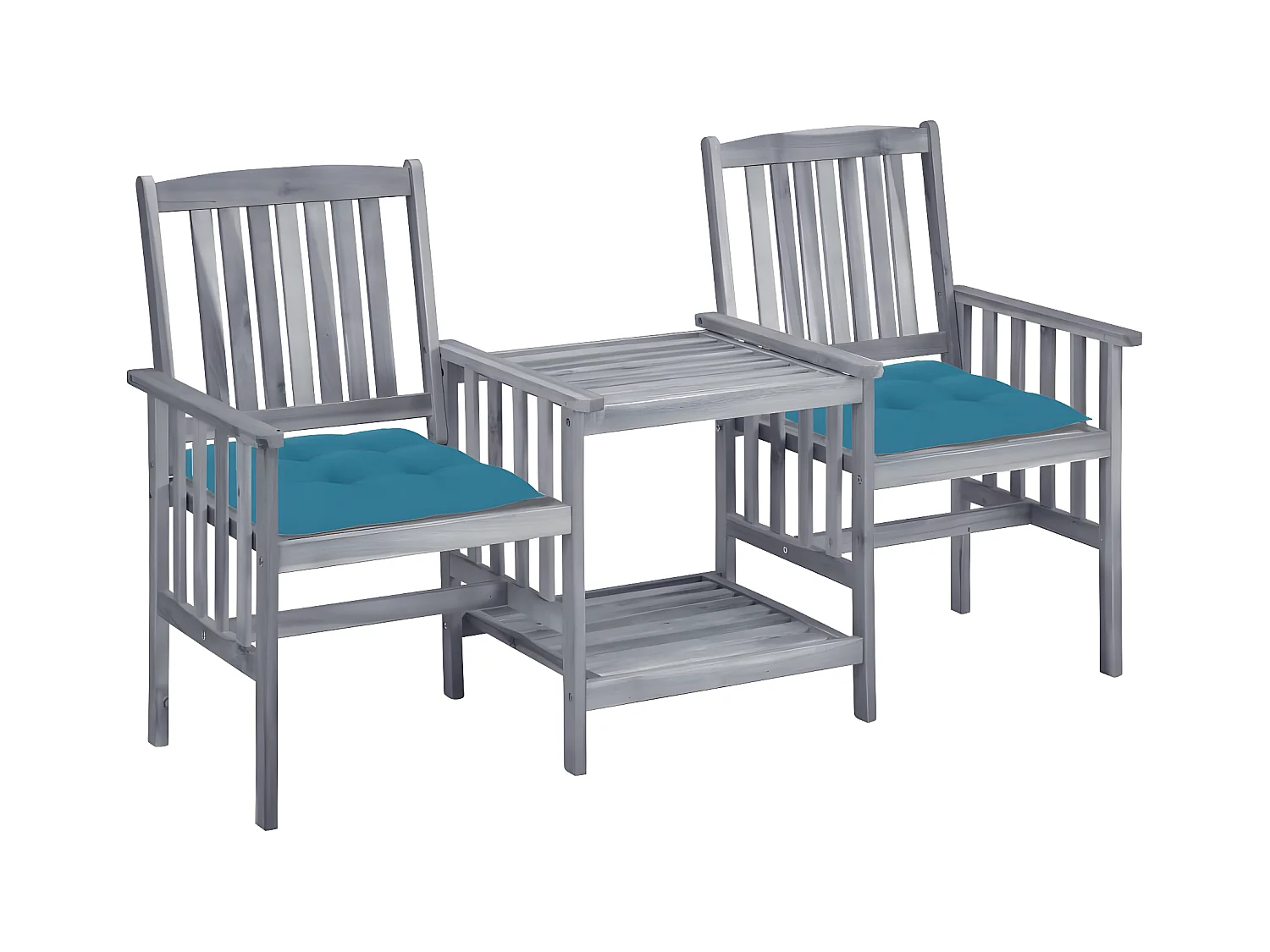 Salle à manger de jardin-Chaises de jardin avec table à thé et coussins Acacia solide GFDF95283