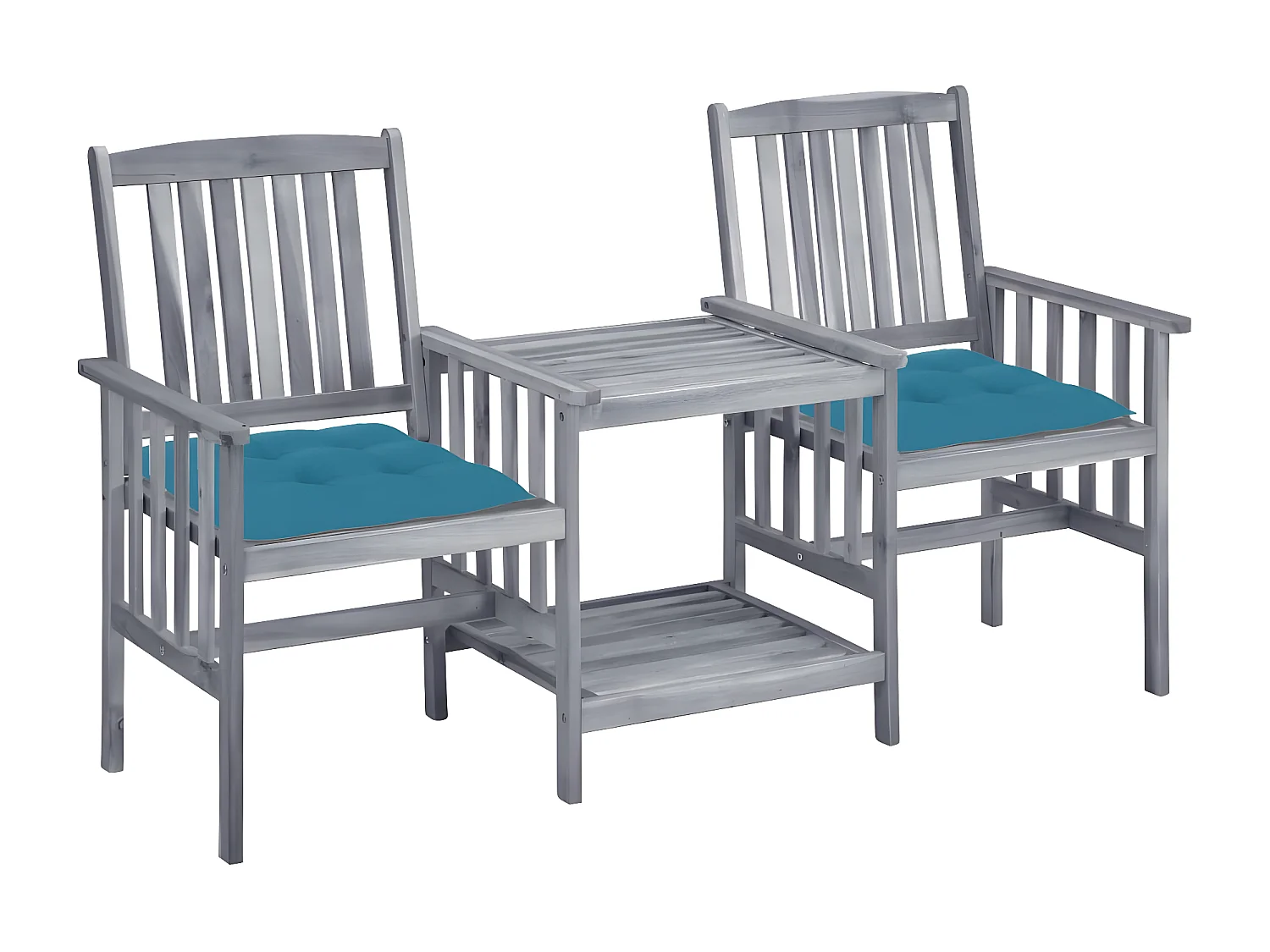 Salle à manger de jardin-Chaises de jardin avec table à thé et coussins Acacia solide GFDF95283