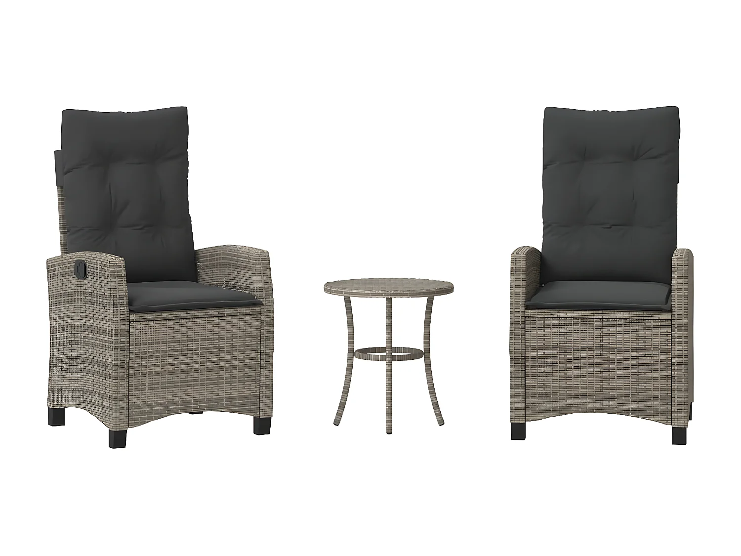 Ensemble de bistro 3 pcs avec coussins gris résine tressée GFDF81583