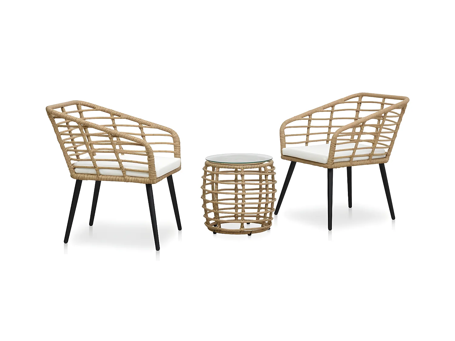 Ensemble de bistro 3 pcs Résine tressée Chêne GFDF87428