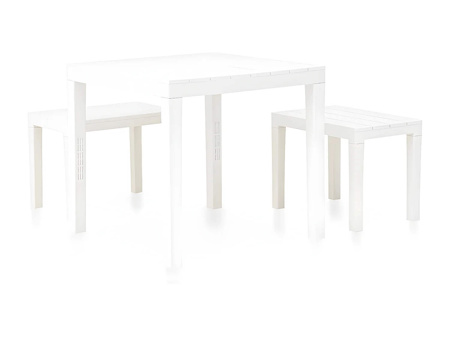 Tavolo da Giardino con 2 Panche in Plastica Bianco CFW29693