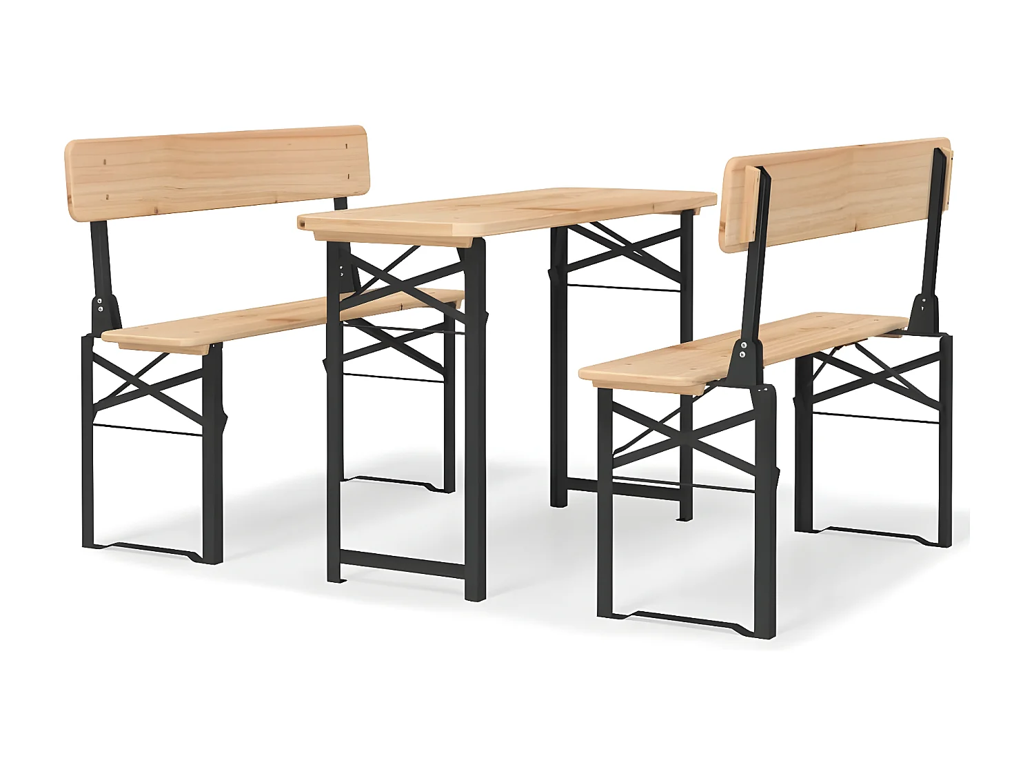 Mesa y bancos plegables de bar 3 piezas madera maciza de abeto KOW48745