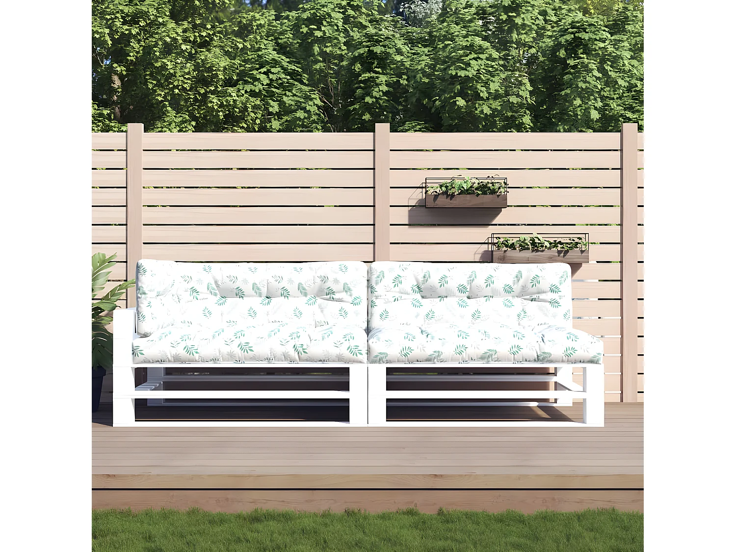 Almofadões p/ paletes 2 pcs tecido padrão de folhas PT304098