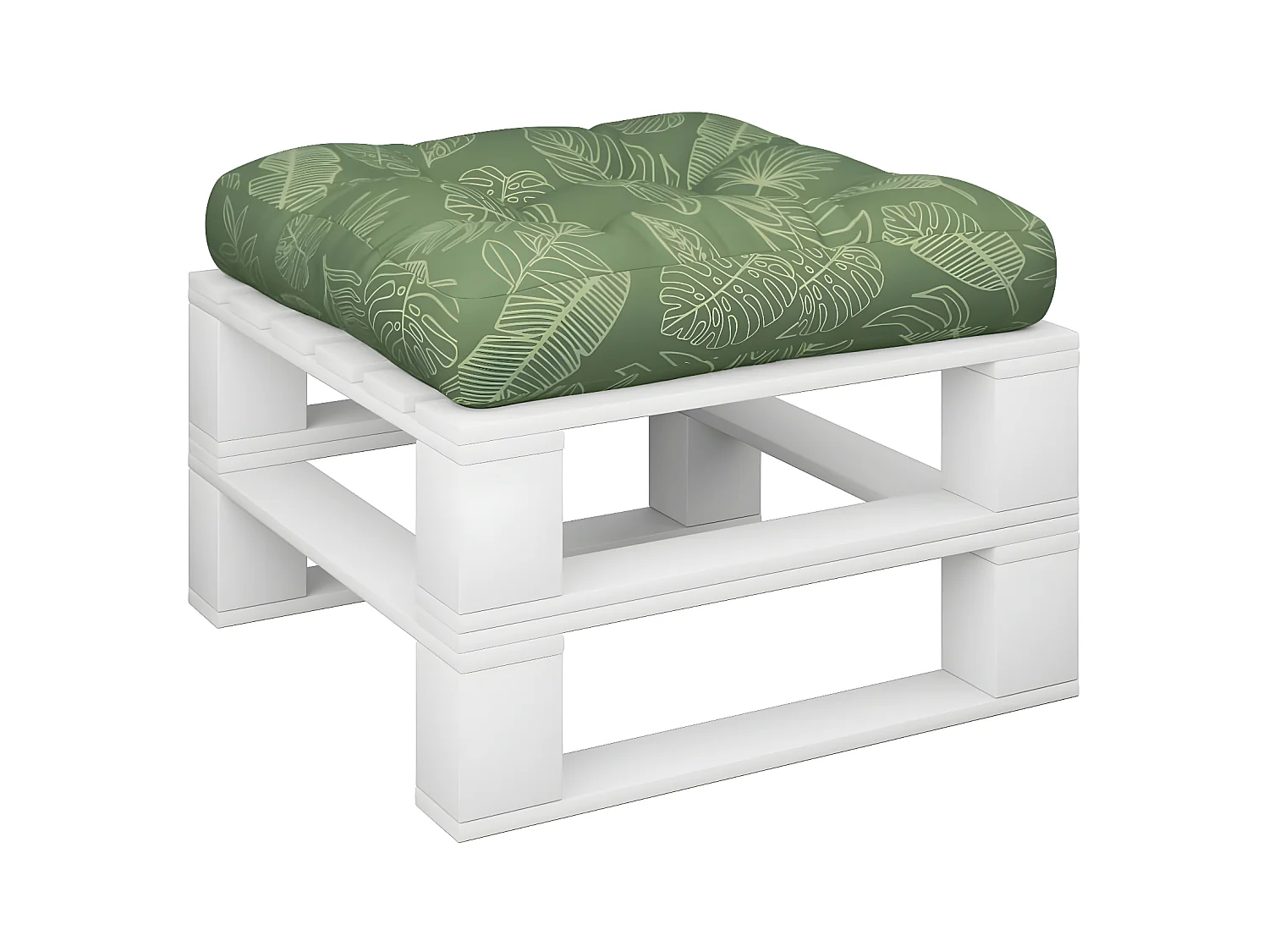 Coussin de palette motif de feuilles 60x60x12 cm tissu OFR18215