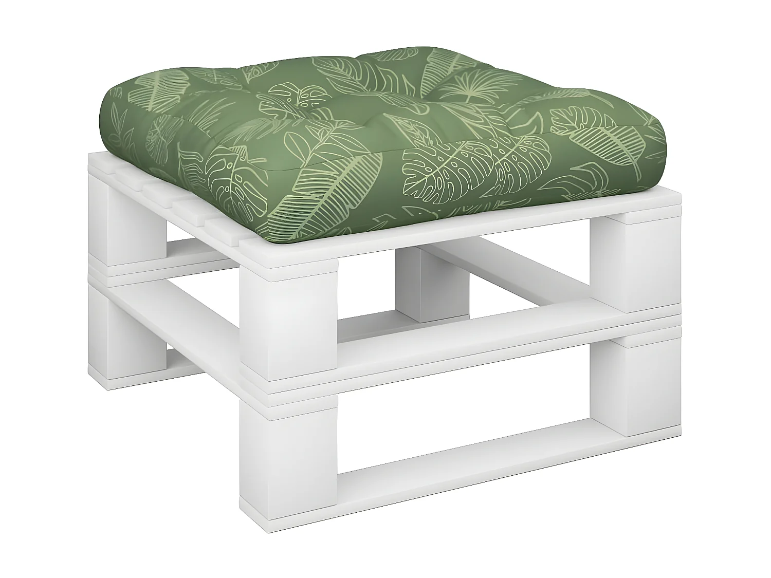 Coussin de palette motif de feuilles 60x60x12 cm tissu OFR18215