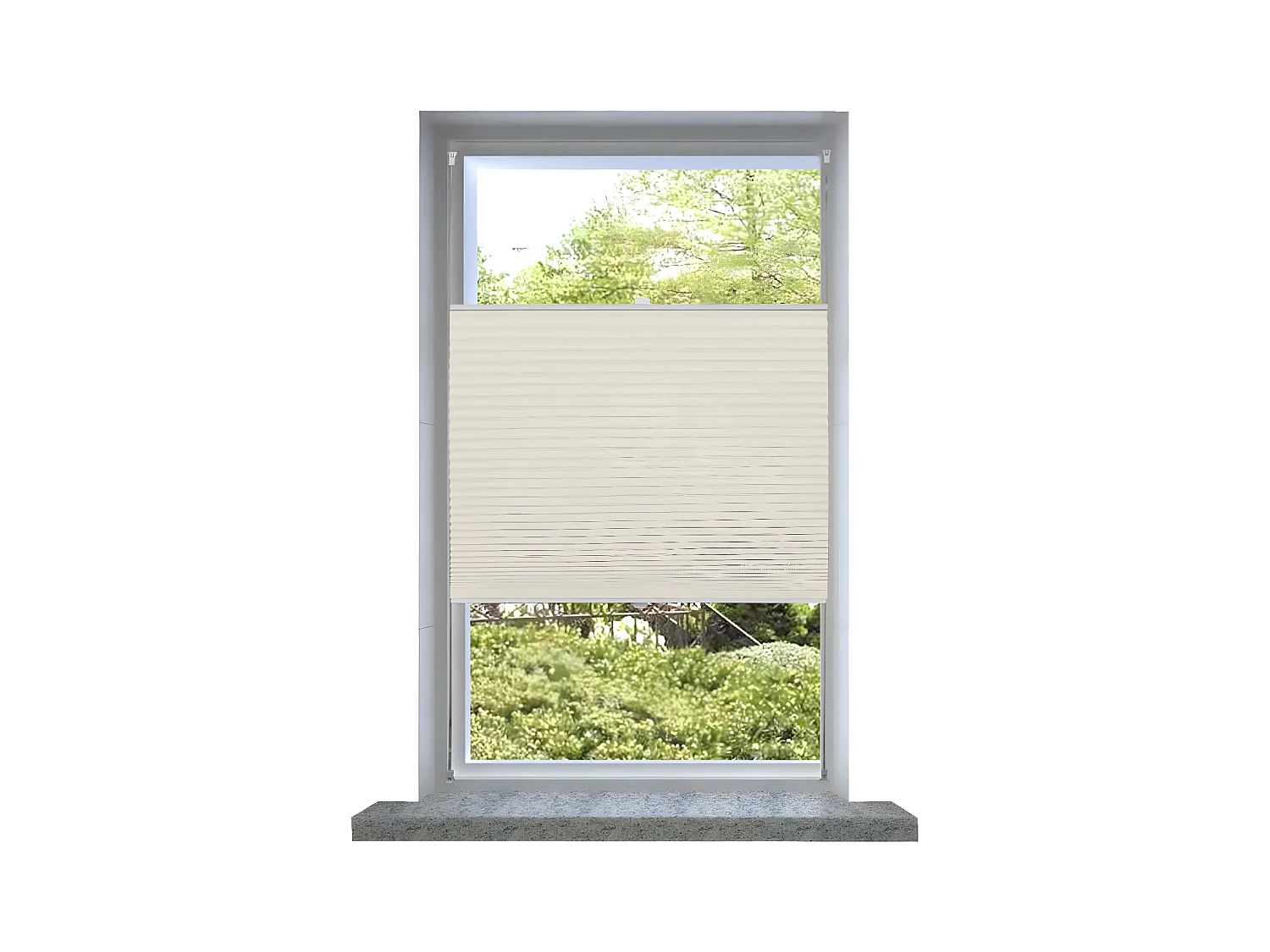 Store enrouleur plissé 40x100 cm Crème  WVGQ6693