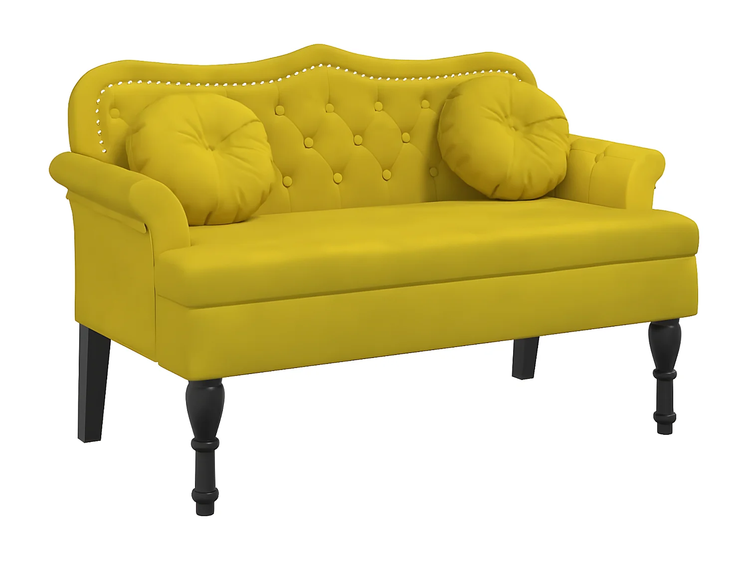 Banc avec coussins jaune 120,5x65x75 cm velours -ASAF42651
