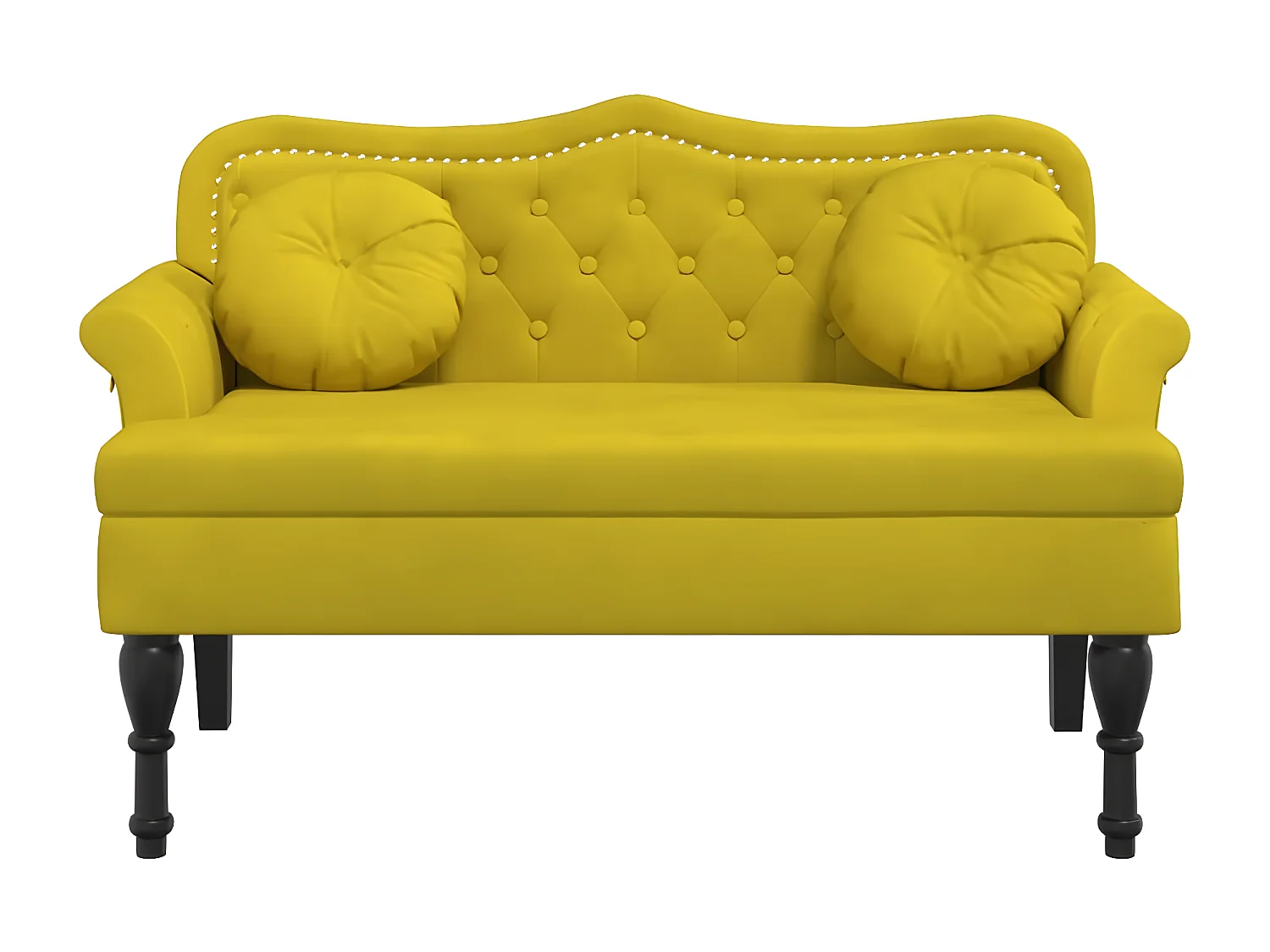 Banc avec coussins jaune 120,5x65x75 cm velours -ASAF42651
