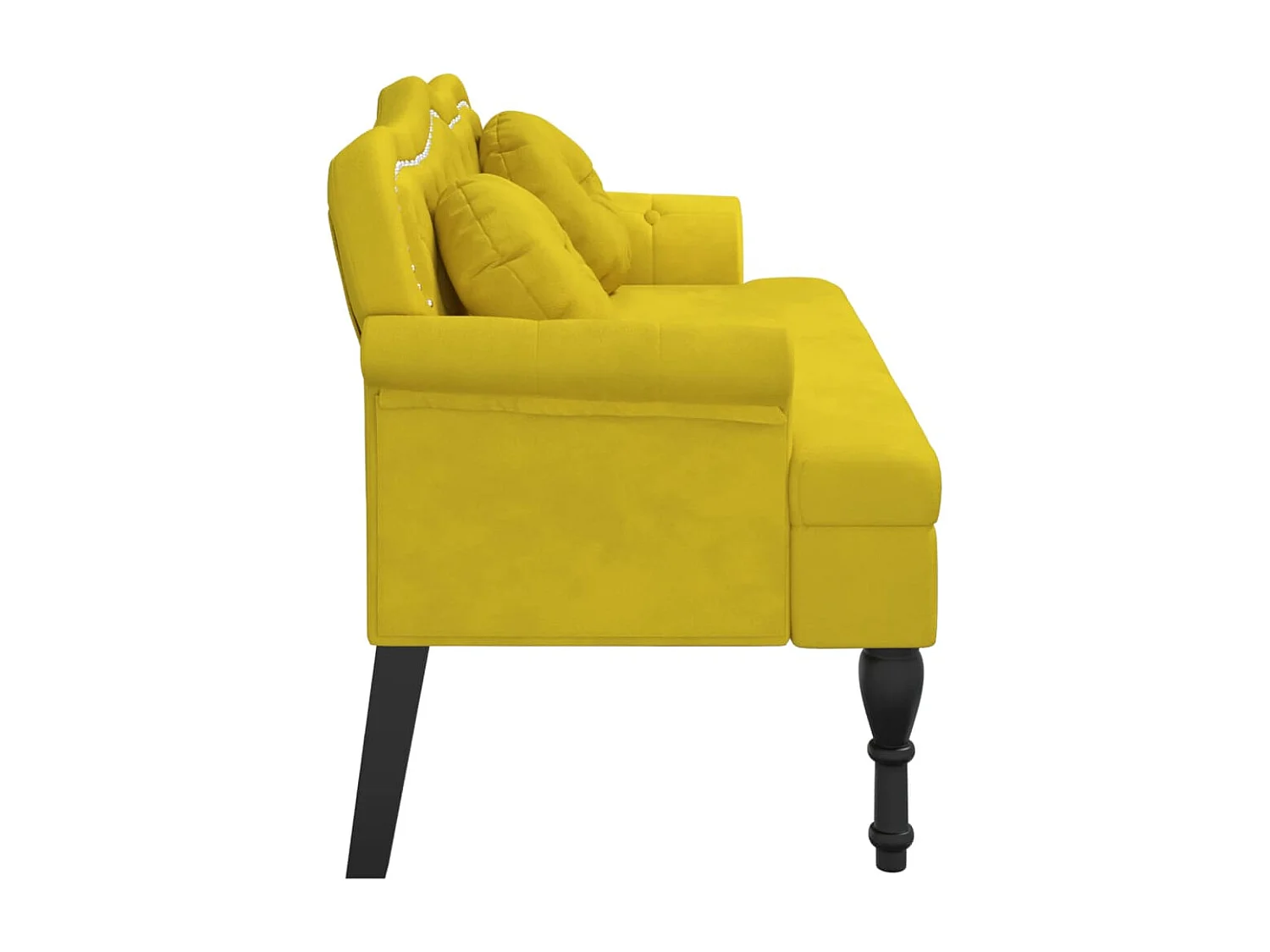 Banc avec coussins jaune 120,5x65x75 cm velours -ASAF42651
