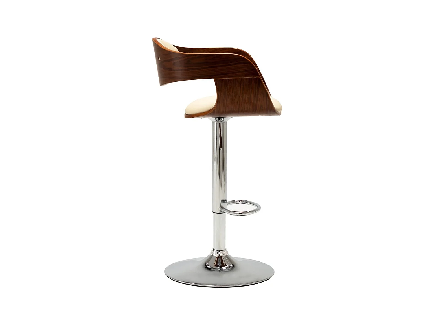 Tabouret de bar Crème Bois courbé et similicuir REO44151
