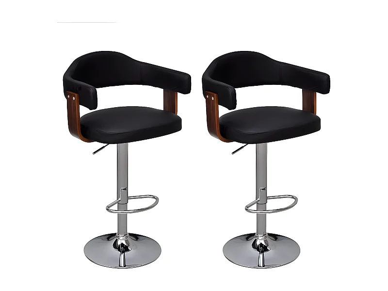 Tabourets de bar lot de 2 bois courbé REO70639