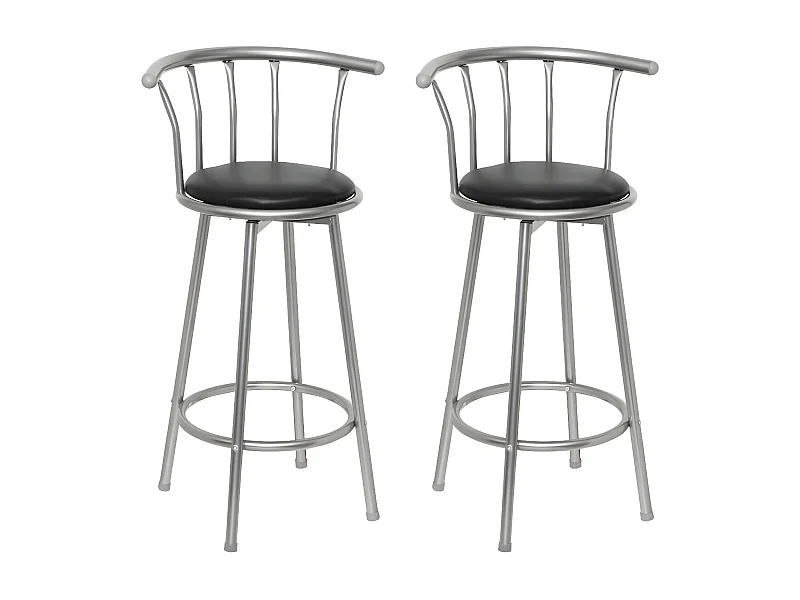 Tabourets de bar lot de 2 noir similicuir REO14010