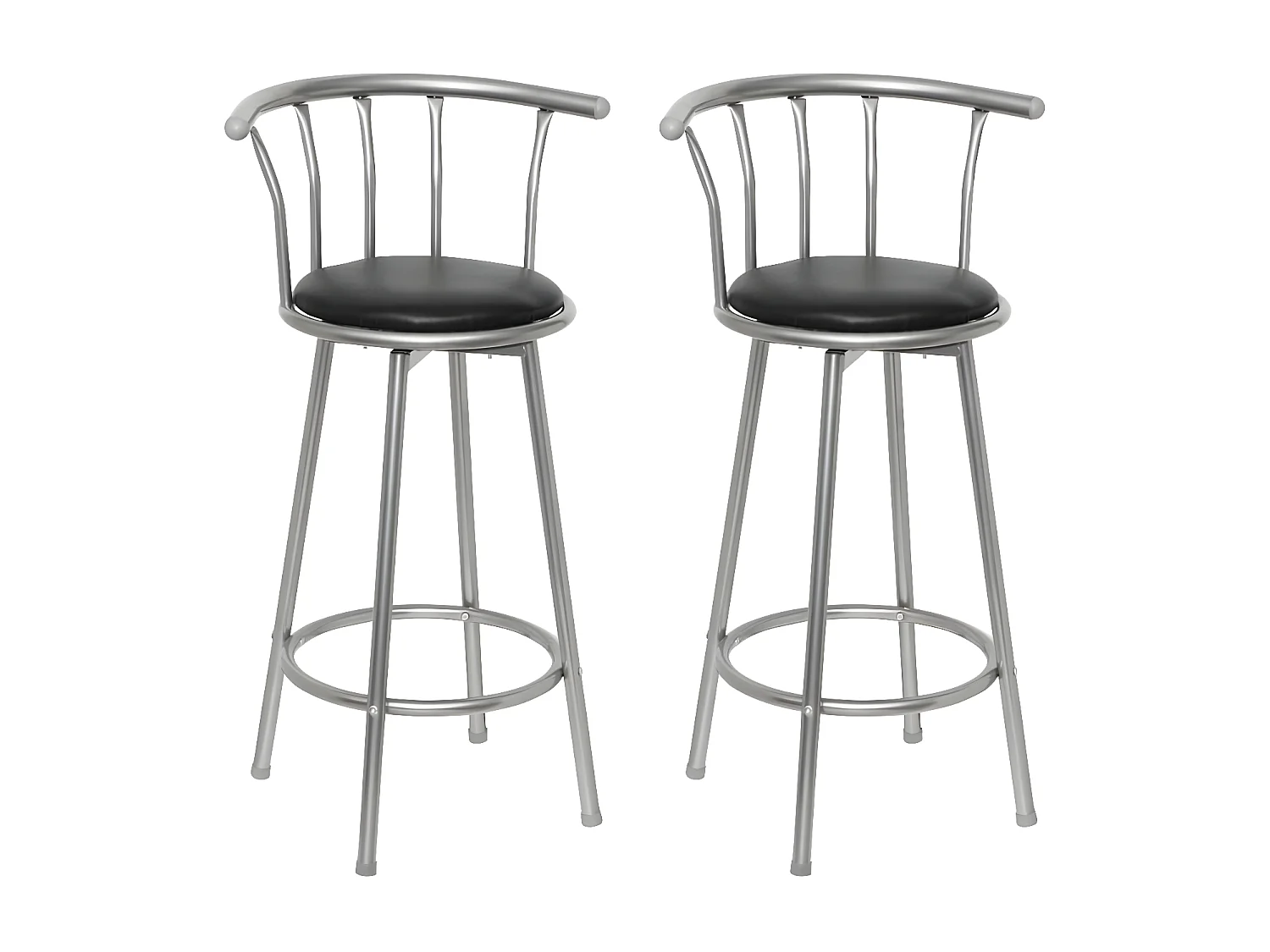 Tabourets de bar lot de 2 noir similicuir REO14010