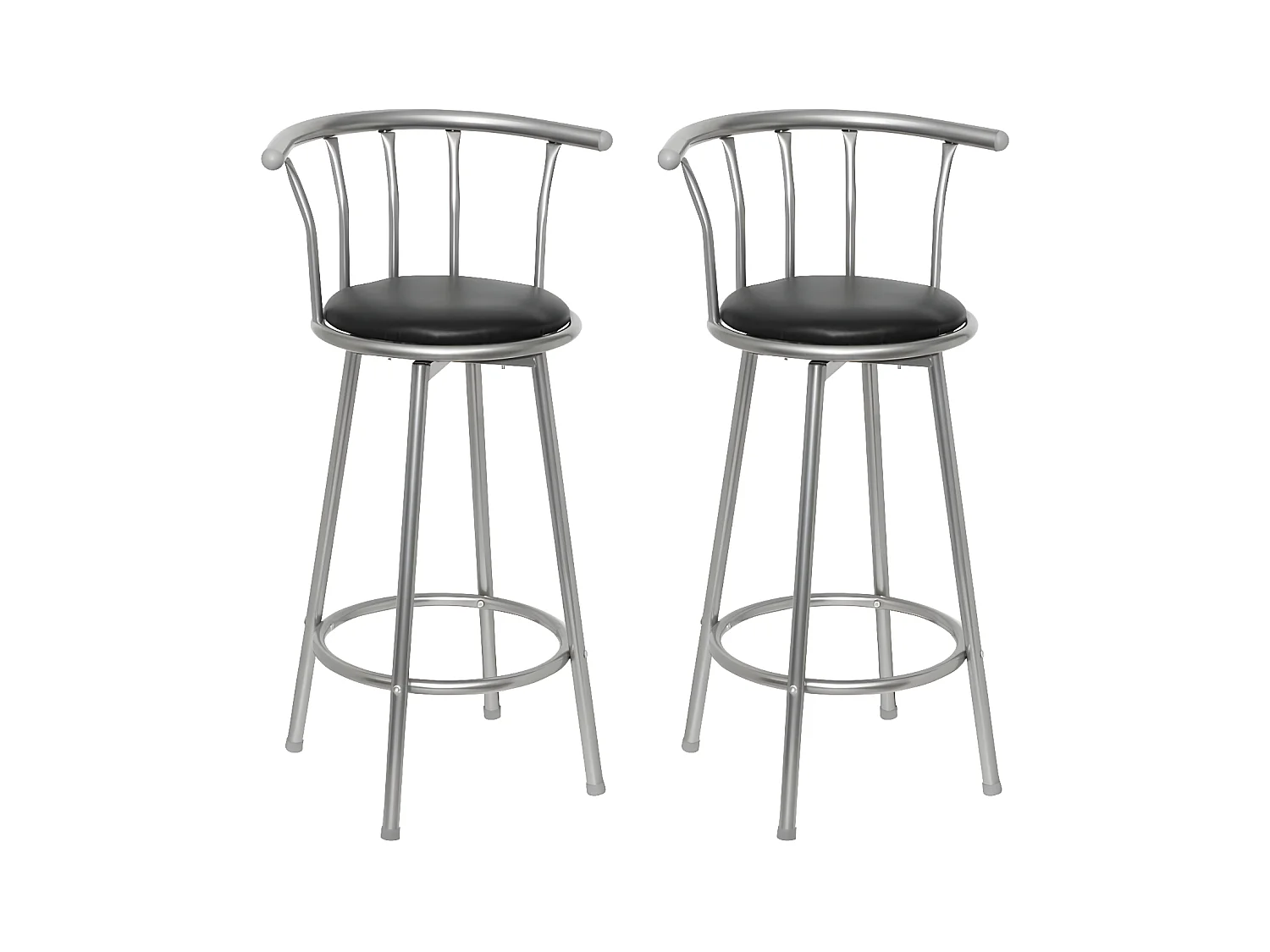 Tabourets de bar lot de 2 noir similicuir REO14010