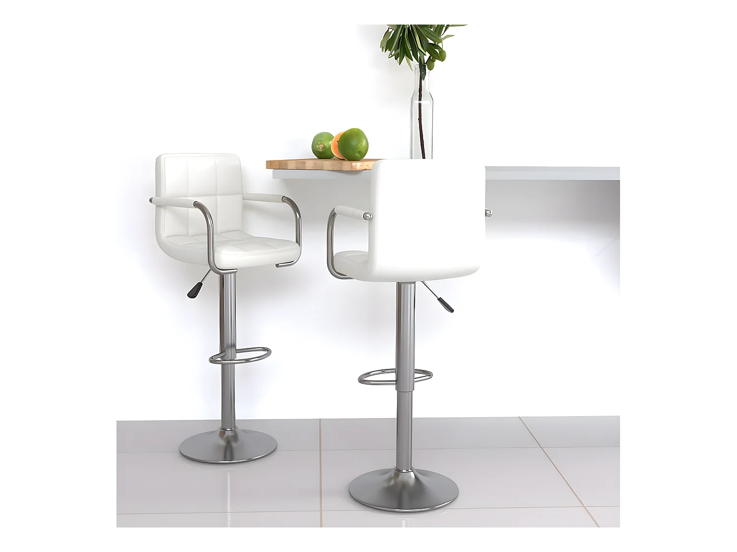 Tabourets de bar lot de 2 blanc similicuir REO68884
