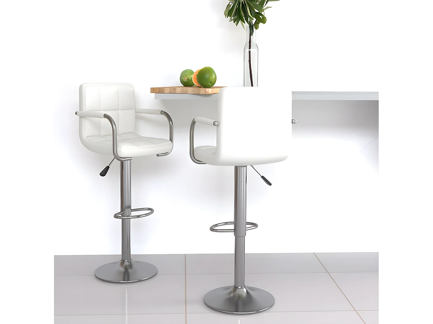 Tabourets de bar lot de 2 blanc similicuir REO68884