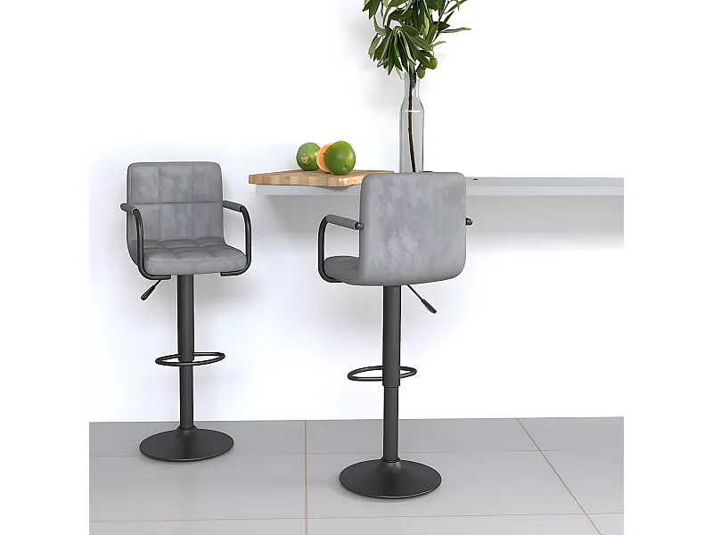 Tabourets de bar lot de 2 gris clair velours REO85930