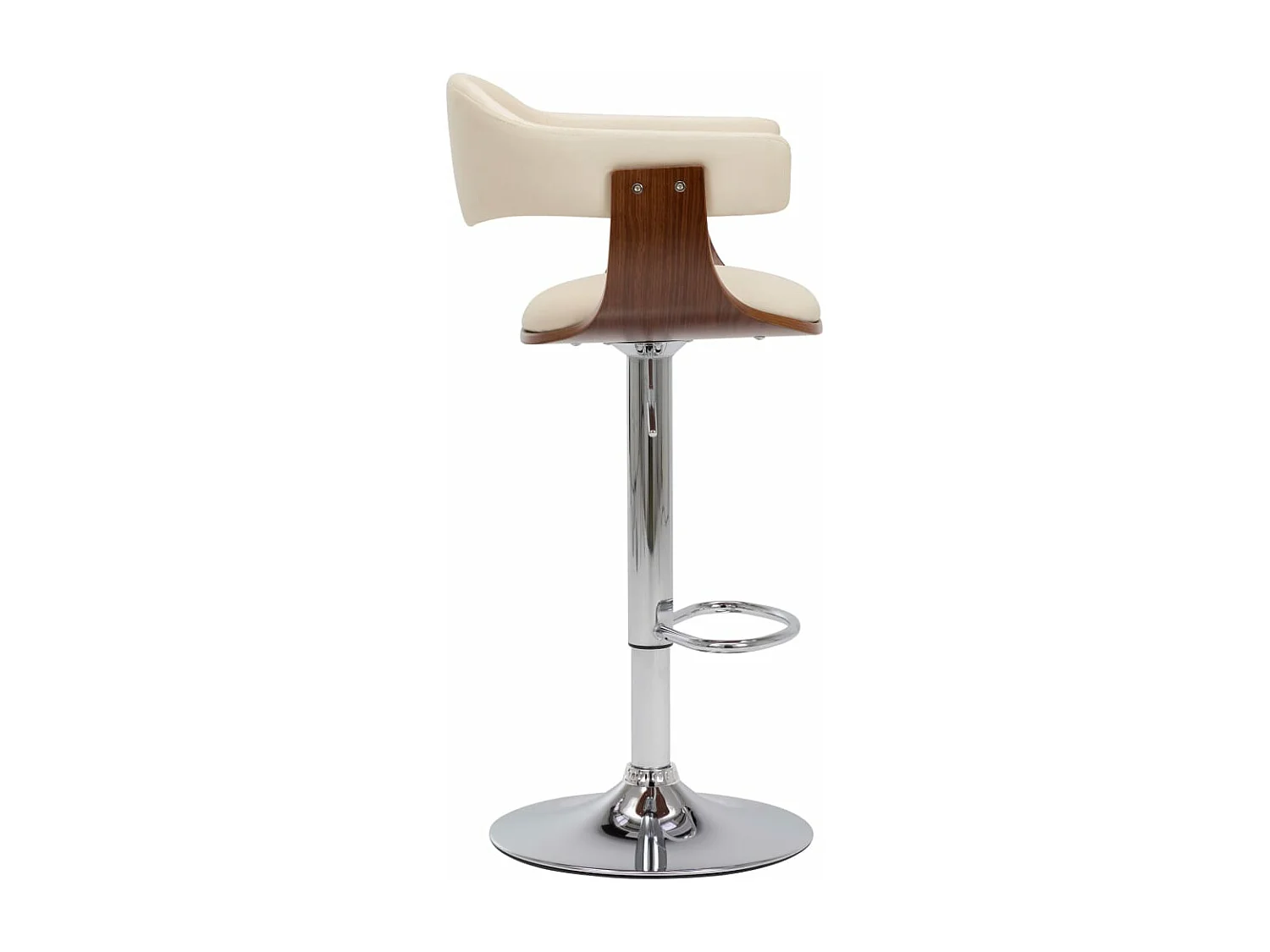 Tabourets de bar lot de 2 crème bois courbé et similicuir REO32976