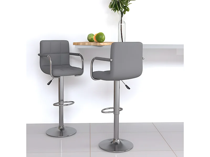 Tabourets de bar lot de 2 gris similicuir REO51727