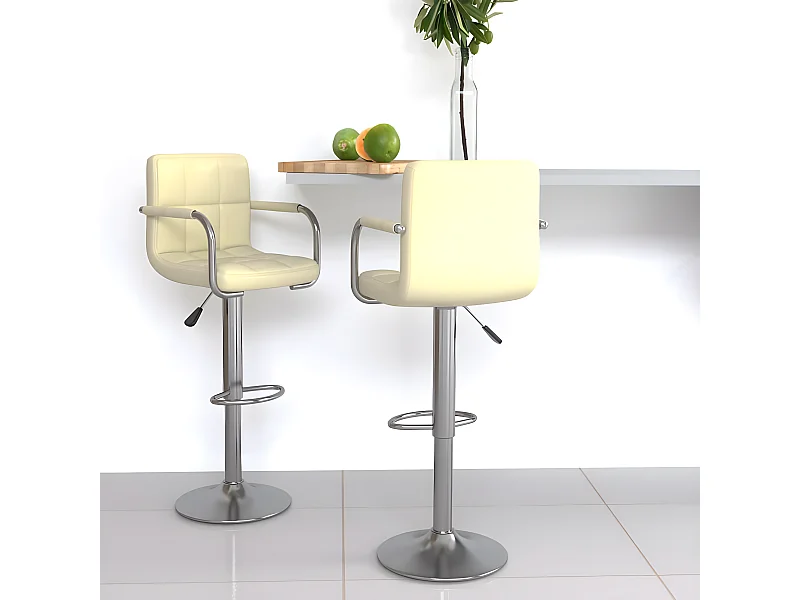 Bancos de bar 2 pcs couro artificial cor creme PT911486