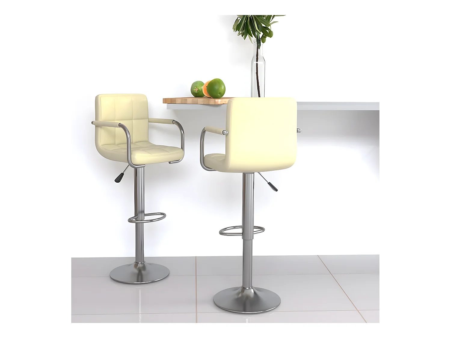 Tabourets de bar lot de 2 crème similicuir REO15873