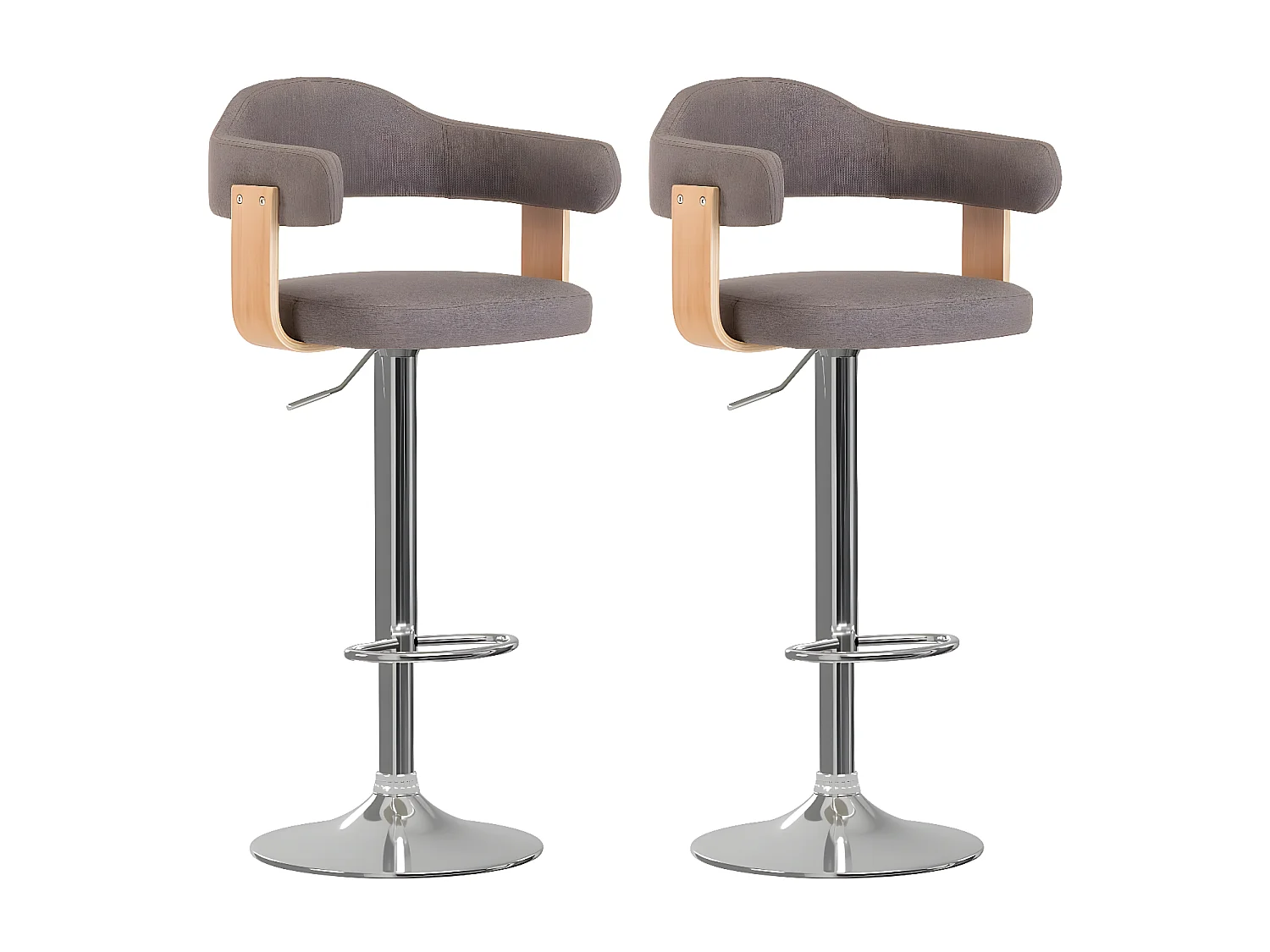 Bancos de bar 2 pcs tecido e madeira curvada cinza-acastanhado PT550559