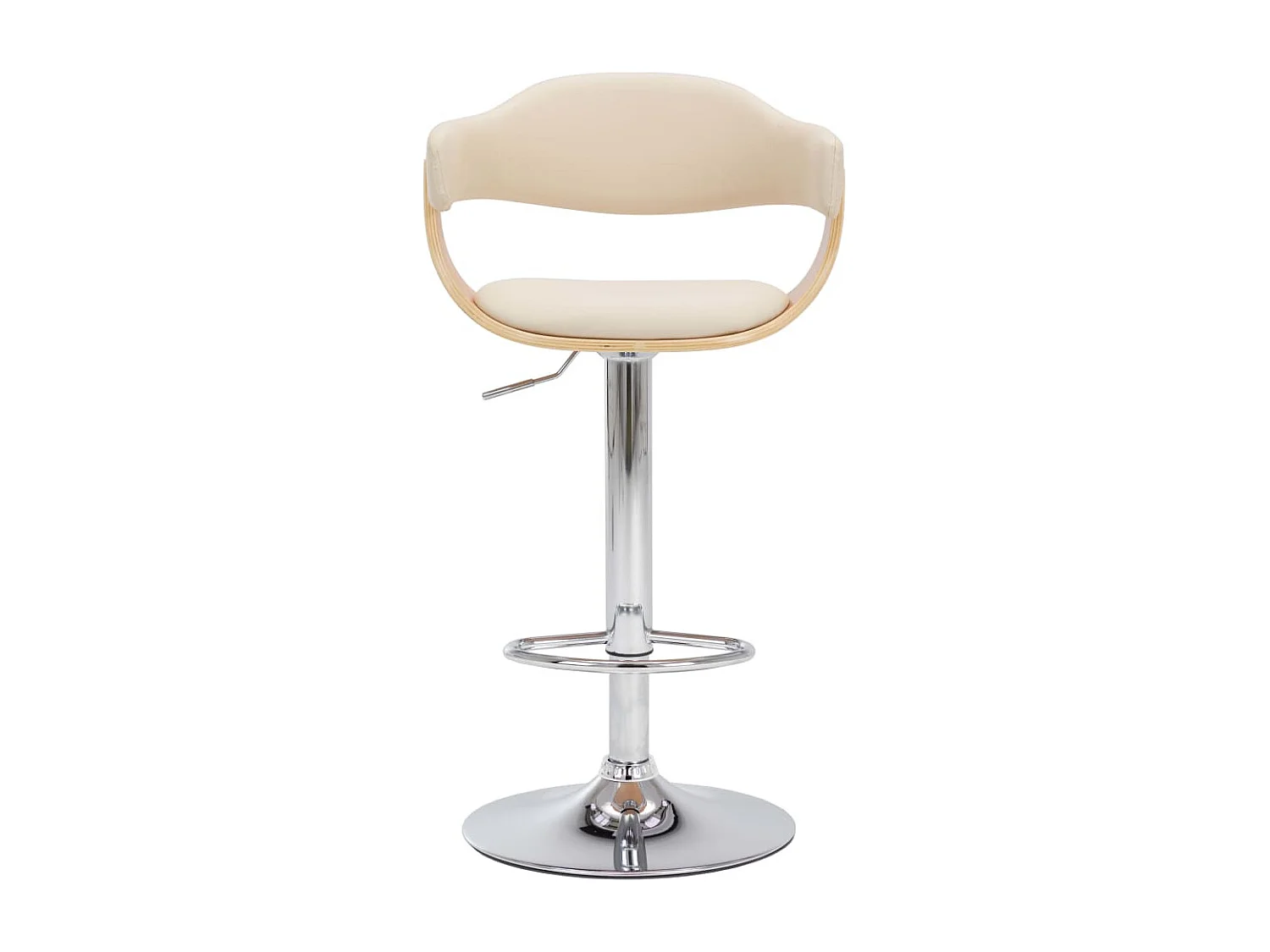 Tabourets de bar lot de 2 crème bois courbé et similicuir REO11653