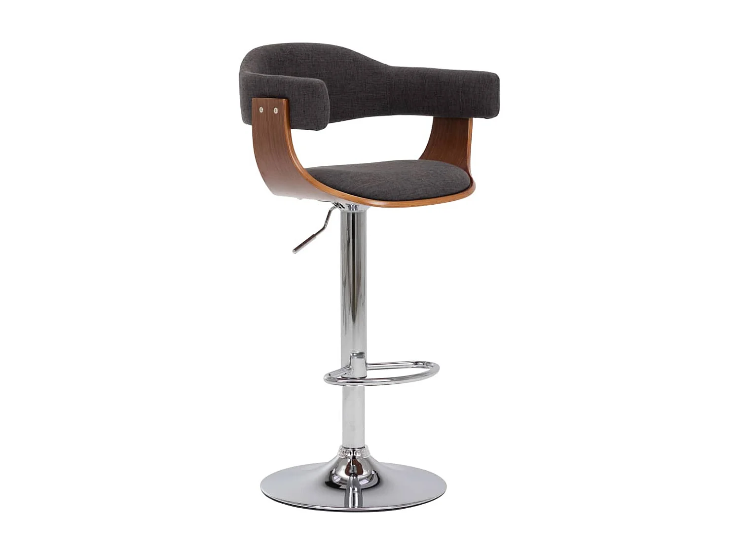 Tabourets de bar lot de 2 gris bois courbé et tissu REO70645