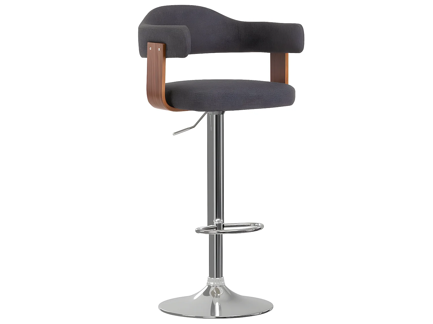 Bancos de bar 2 pcs tecido e madeira curvada cinzento-escuro PT397054