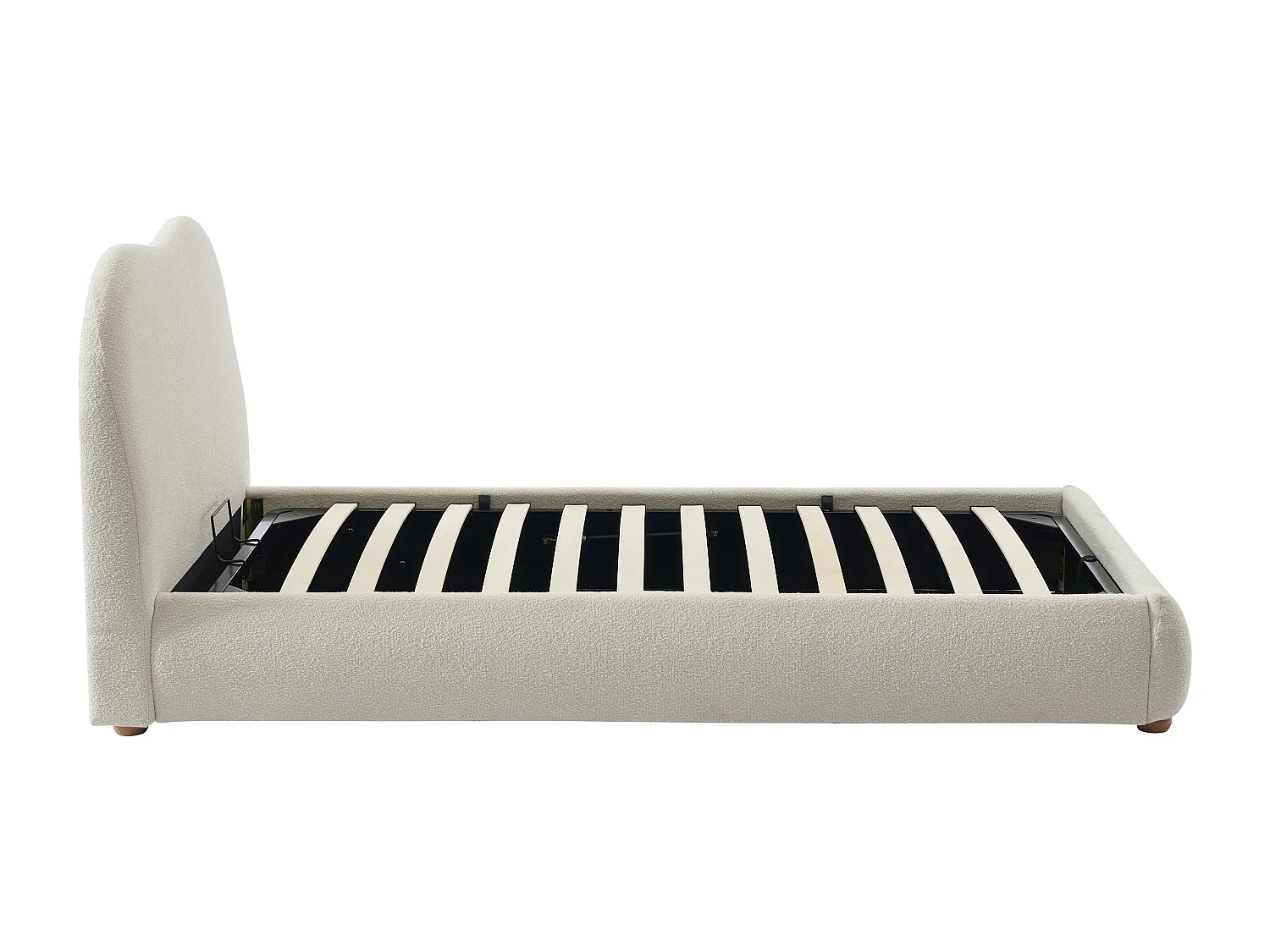 Lit coffre 90 x 190 cm - Tissu bouclette - Blanc - VANARI