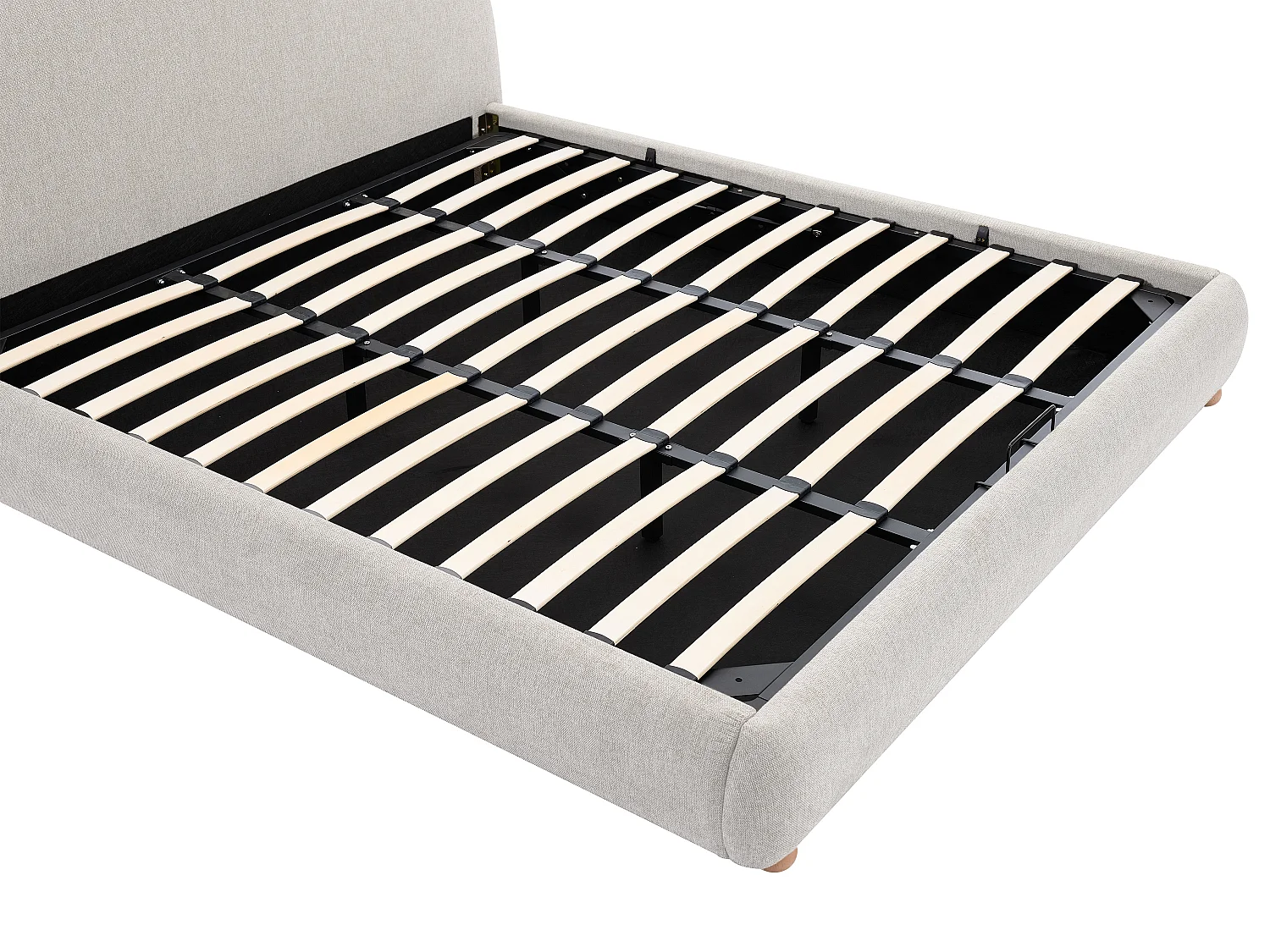 Bett mit Bettkasten - 180 x 200 cm - Stoff - Beige - VANARI