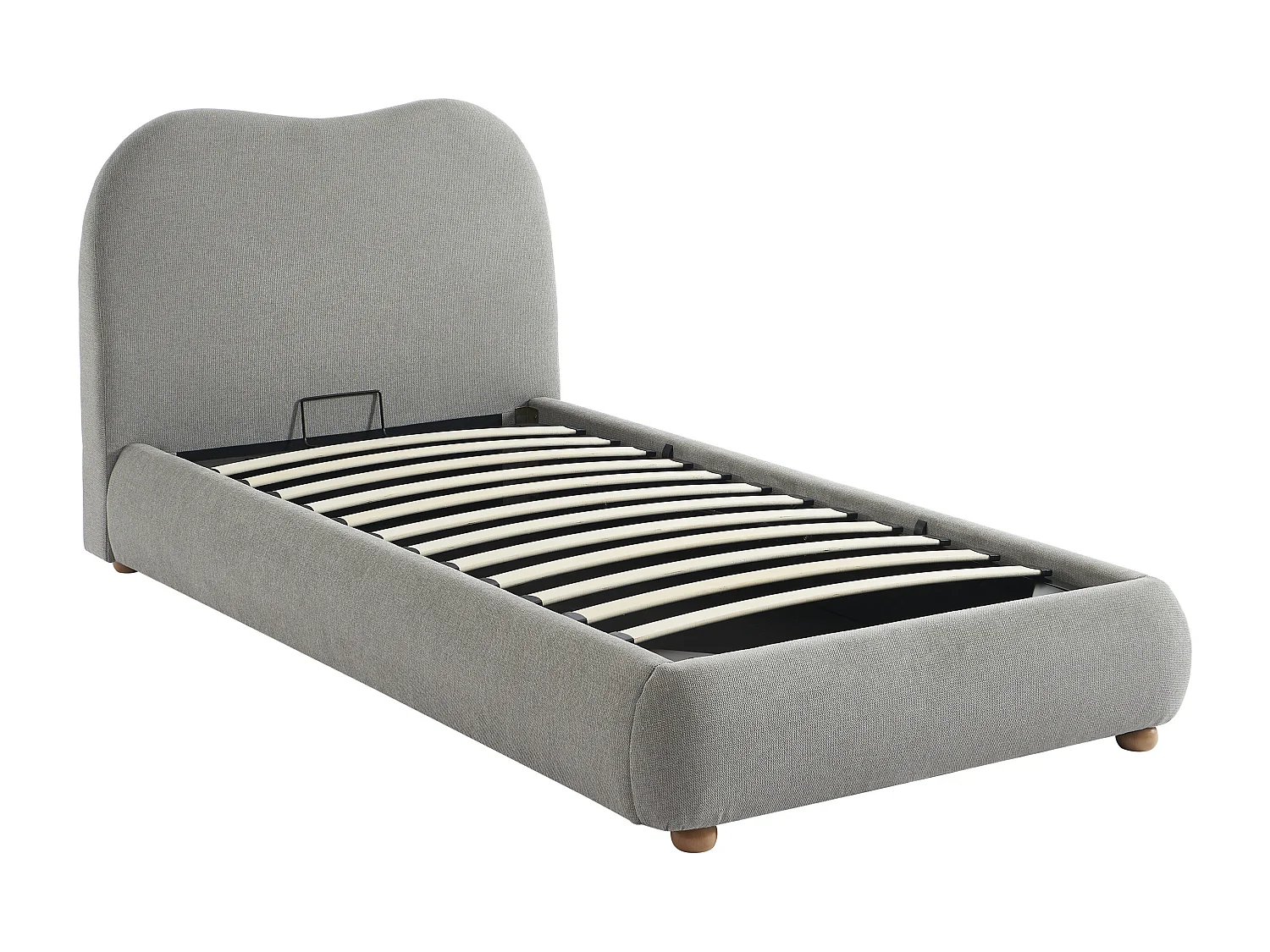 Letto con contenitore 90 x 190 cm Tessuto Grigio - VANARI