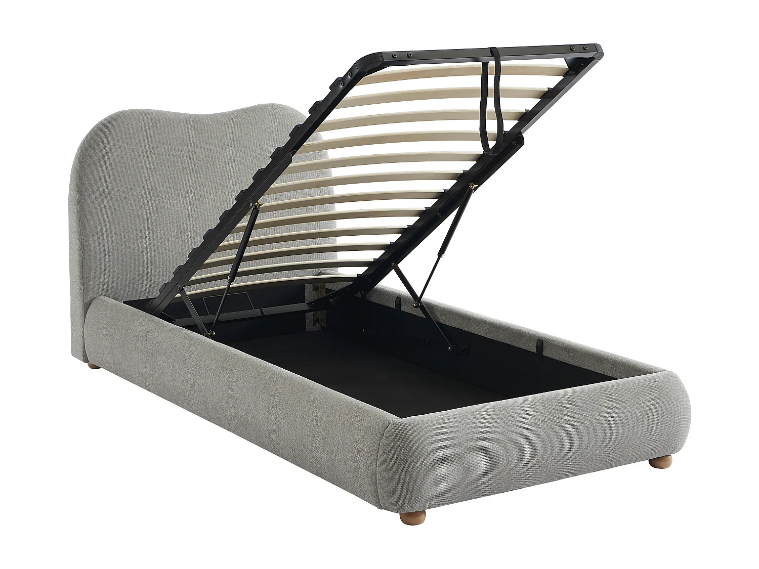 Letto con contenitore 90 x 190 cm Tessuto Grigio - VANARI