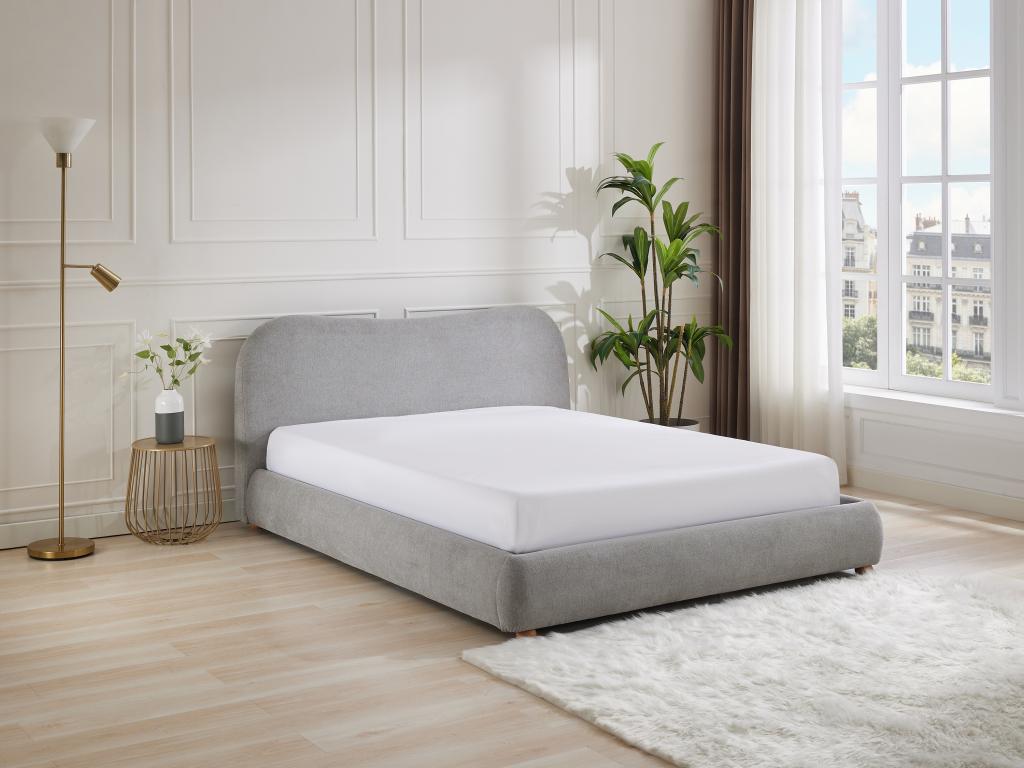 Lit coffre 120 x 190 cm - Tissu - Gris clair - VANARI