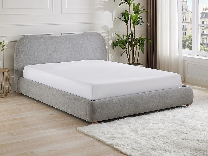 Letto con contenitore 120 x 190 cm Tessuto Grigio chiaro - VANARI