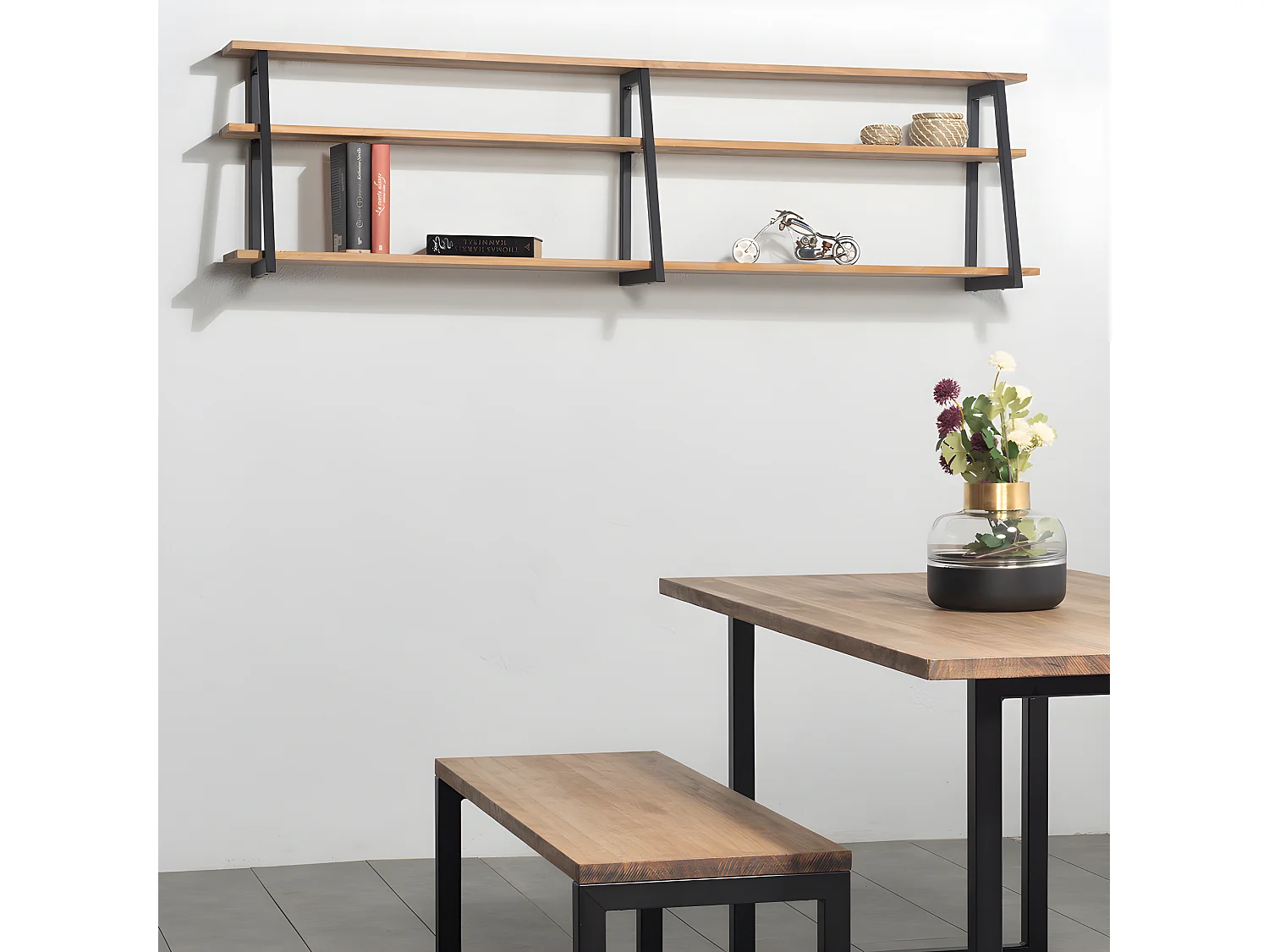 Estante Ascendente 198x35x47 Branco – madeira vintage – Tres suportes