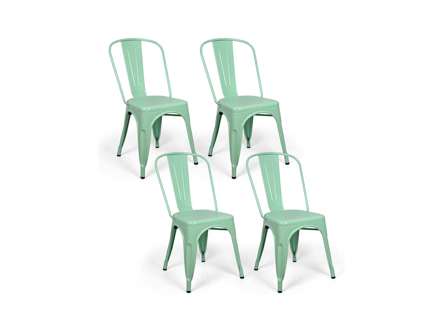 Lot de 4 chaises industriels Tulio Acier Vert Menthe 46x52x85cm.
