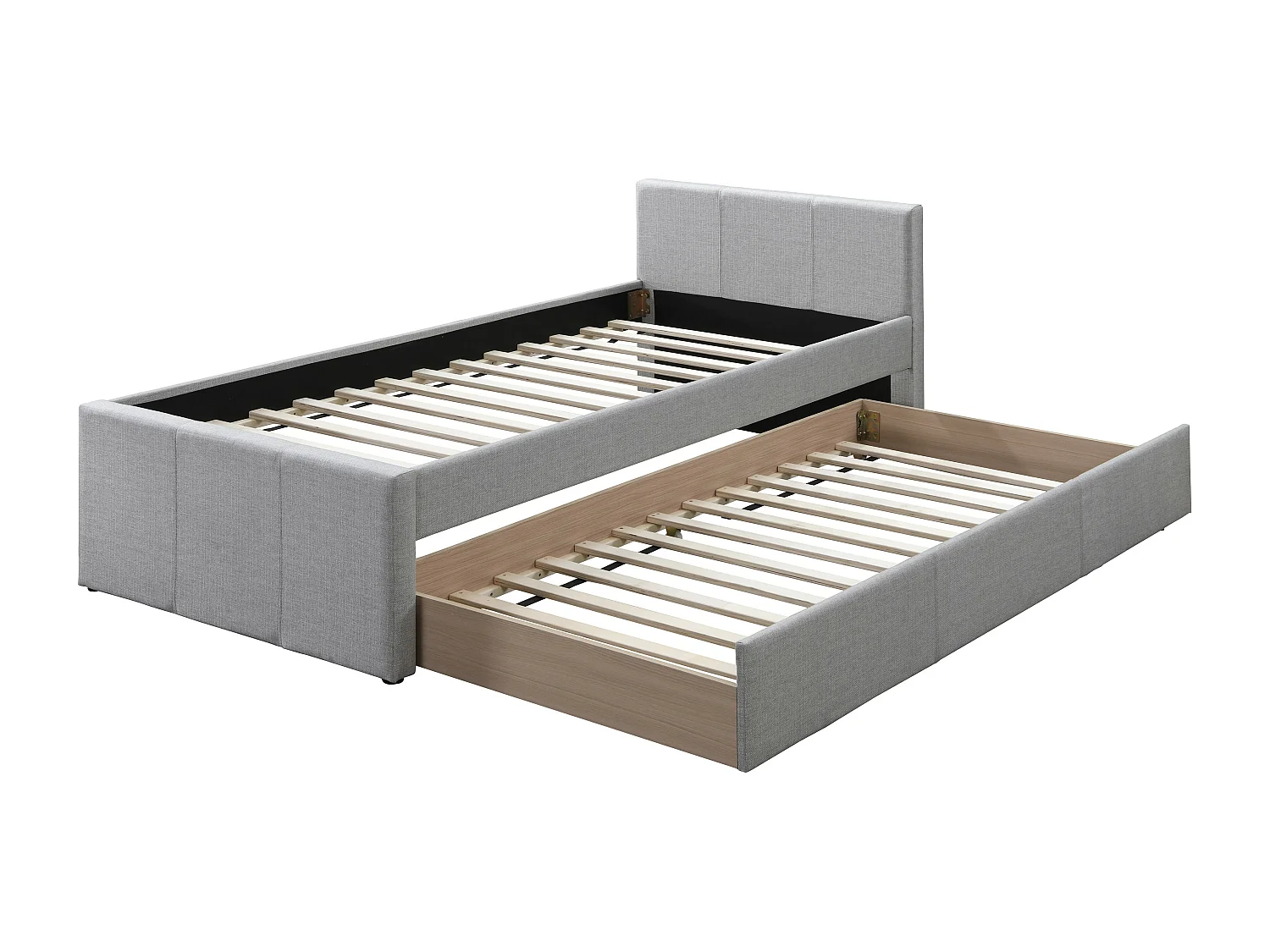 Lit gigogne 90 x 190 cm - Tissu - Gris - DORITALO