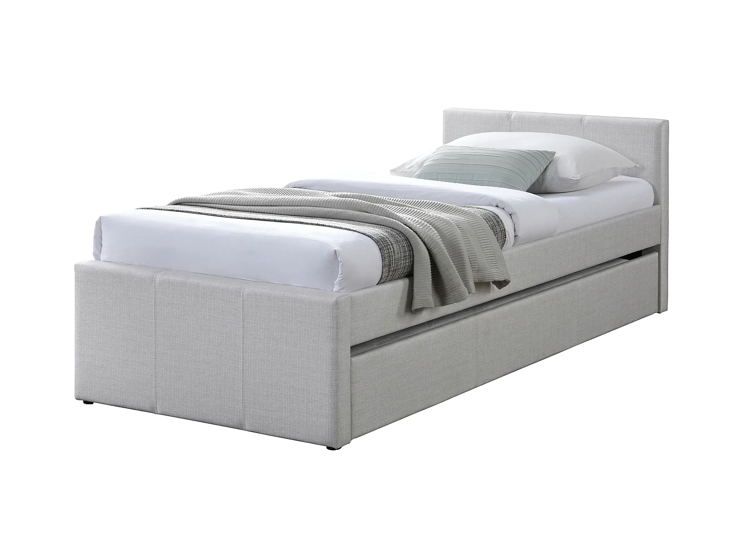 Udtrækkelig seng 90 x 190 cm - Stof - Beige - DORITALO